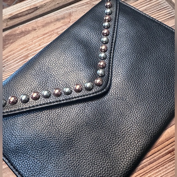 B-Low The Belt Black Studded Vegan Pebbled Leather Clutch Bag - Picture 4 of 5